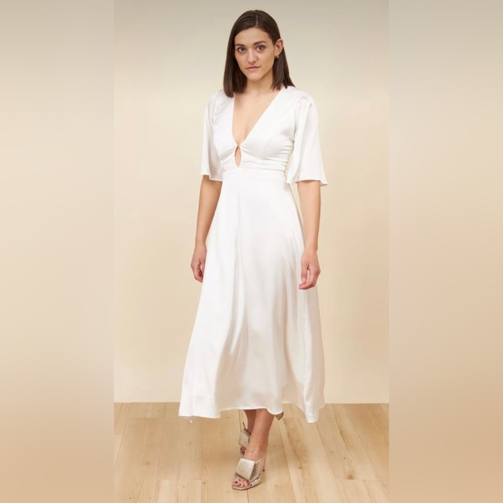 Park & Fifth White Satin Midi Dress
